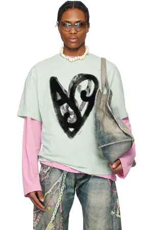 Acne Studios T-shirt vert à image à logo imprimée