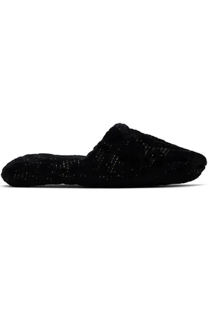 VERSACE Pantoufles noires à motif Barocco