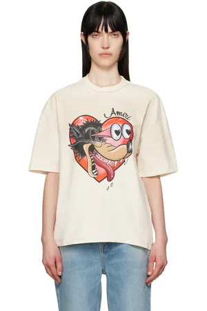 AMIRI T-shirt blanc cassé à image et logo