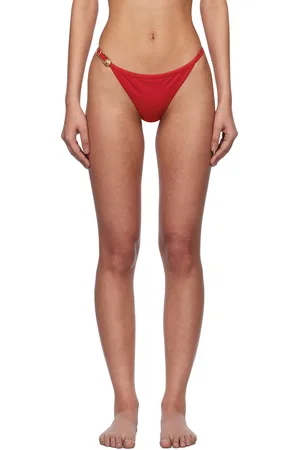 VERSACE Culotte de bikini rouge à épingle de sureté