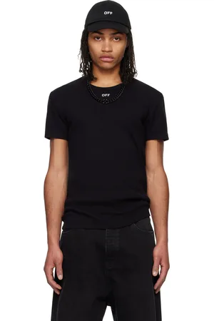 OFF-WHITE T-shirt noir en jersey côtelé à logo