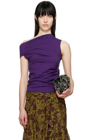 DRIES VAN NOTEN Débardeur mauve en jersey à épaule unique