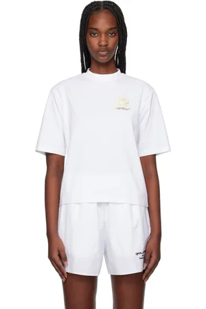 OFF-WHITE T-shirt droit blanc à quatre flèches et à images de rose
