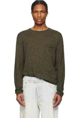Acne Studios Pull kaki en cachemire à col ras du cou
