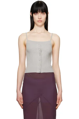 DRIES VAN NOTEN Débardeur gris en laine à encolure droite