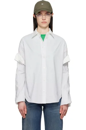 Acne Studios Chemise étagée blanc et kaki à boutons
