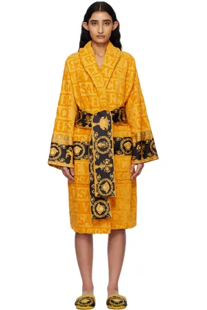 VERSACE Sortie-de-bain jaune à motif I Love Baroque