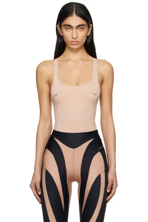 MUGLER Justaucorps beige à perçages