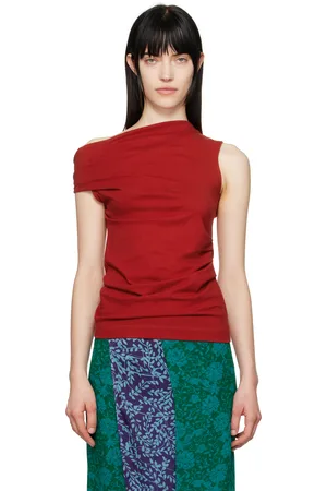 DRIES VAN NOTEN Débardeur rouge en jersey à épaule unique