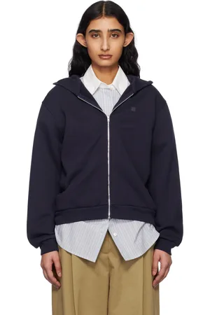Acne Studios Pull à capuche bleu marine à glissière