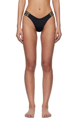 VERSACE Culotte de bikini noire à motif Greca