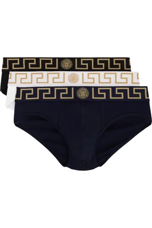 VERSACE Ensemble de trois slips multicolore à bordure à motif Greca