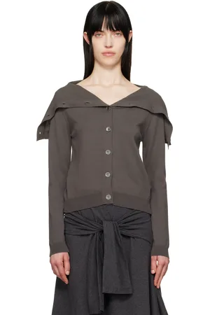 OUR LEGACY Cardigan taupe à épaules dénudées