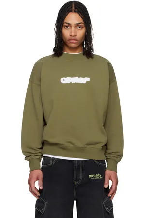 OFF-WHITE Pull molletonné de planchiste vert à quatre flèches à effet aérosol