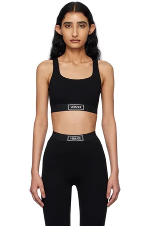 VERSACE Soutien-gorge de sport noir à logo rétro 