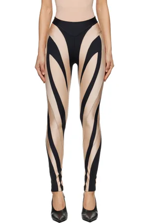 MUGLER Legging noir et beige à assemblage en spirale