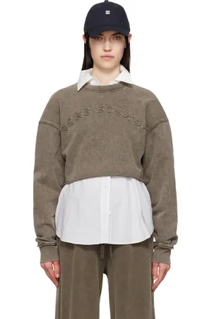 Acne Studios Pull molletonné écourté brun à logo