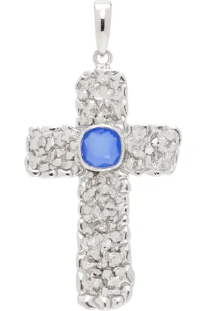 Veneda Carter Pendentif de croix VC050 argenté à lapis
