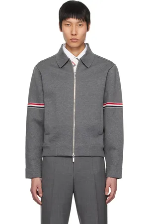 Thom Browne Blouson gris en jersey bouclette de coton