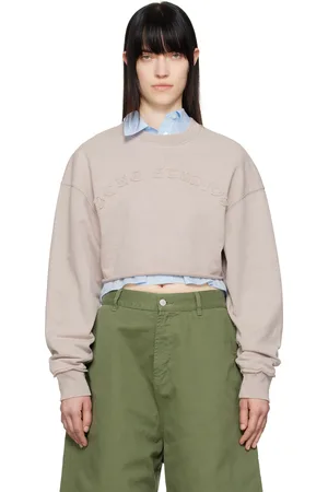 Acne Studios Pull molletonné écourté gris à logo
