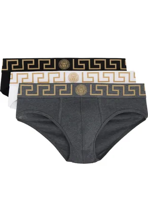 VERSACE Ensemble de trois slips multicolore à bordure à motif Greca