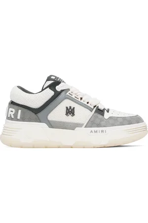 AMIRI Baskets MA-1 blanc et gris en nubuck à quadrigrammes dégaufrés