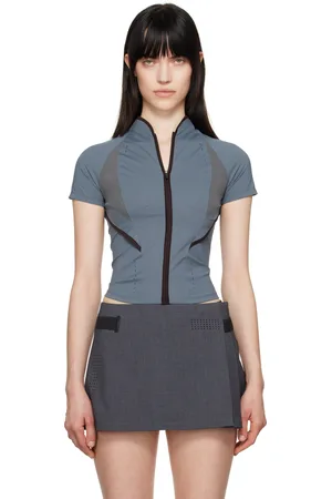 Hyein Seo T-shirt bleu à découpe et à glissière