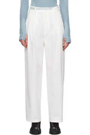 Hyein Seo Pantalon ample blanc à ceinture perlée