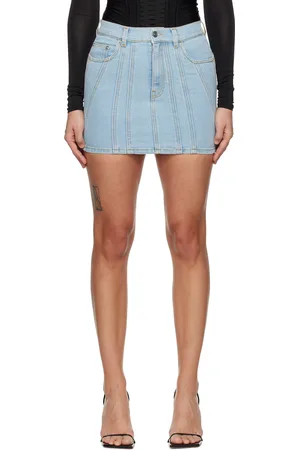 MUGLER Minijupe bleue en denim à assemblage en spirale