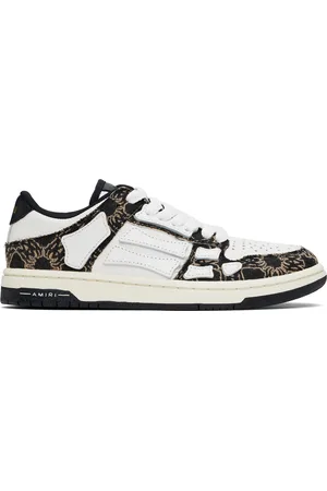AMIRI Baskets basses blanc et noir à appliqués Skel Top et à quadrigrammes