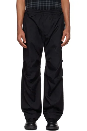 Burberry Pantalon de survêtement noir en nylon à carreaux