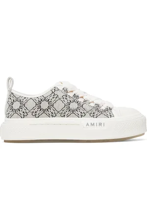 AMIRI Baskets de court basses grises à quadrigrammes en jacquard