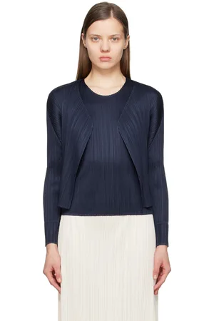PLEATS PLEASE ISSEY MIYAKE Cardigan bleu marine - NEW COLORFUL BASICS 4
