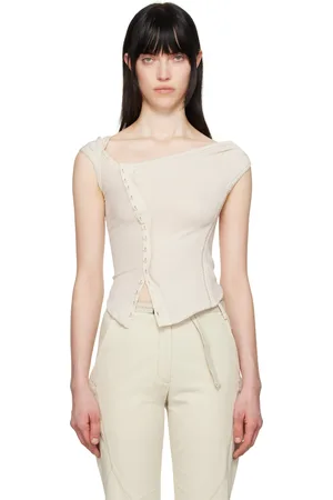 Hyein Seo Haut beige à ornements en point de croix exclusif à SSENSE