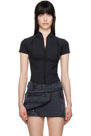 Hyein Seo T-shirt bleu marine à découpe et à glissière