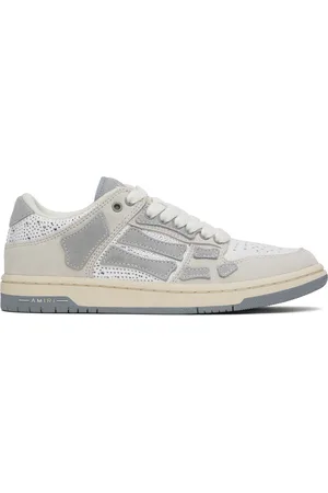 AMIRI Baskets basses gris et blanc en suède à appliqués Skel Top et à ornements facettés