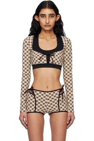 MISBHV Cardigan Coquette beige et noir à monogrammes