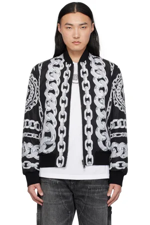 VERSACE Blouson aviateur réversible noir à imprimé Medusa Chains