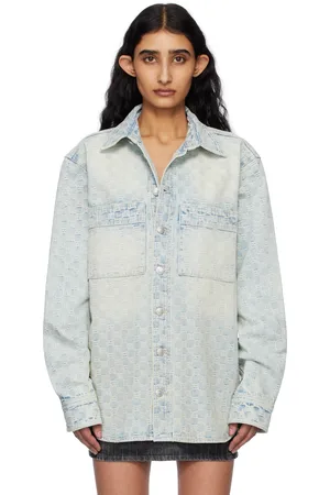 MISBHV Surchemise Ocean bleue en denim à monogrammes et à effet délavé