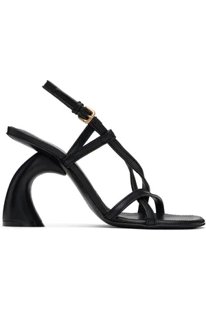 DRIES VAN NOTEN Sandales à talon noires en cuir