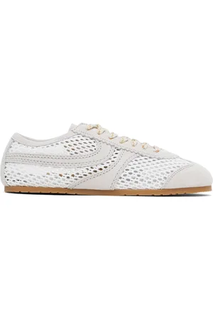 DRIES VAN NOTEN Baskets blanc et taupe en suède