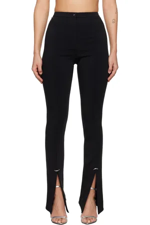 MUGLER Pantalon noir à ferrures de style perçage