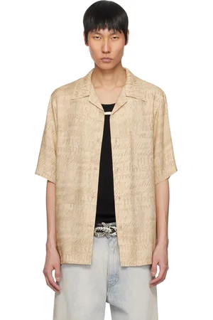 MISBHV Chemise beige en viscose à motif à logos