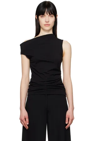 DRIES VAN NOTEN Débardeur noir en jersey à épaule unique