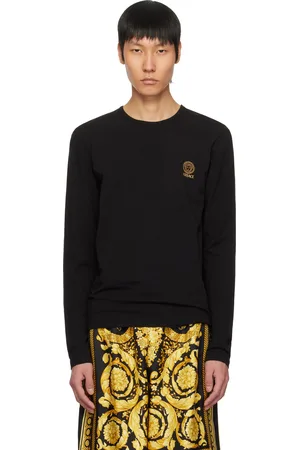 VERSACE Ensemble de deux t-shirts à manches longues noirs à logo Medusa