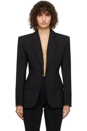 MUGLER Veston façon tailleur noir à ferrure de style peçage