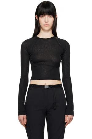 Hyein Seo T-shirt à manches longues noir à coutures hélicoïdales