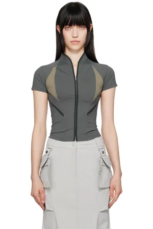 Hyein Seo T-shirt kaki à découpe et à glissière