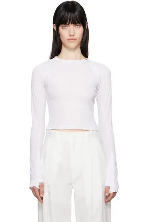 Hyein Seo T-shirt à manches longues blanc à coutures hélicoïdales