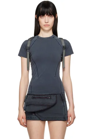 Hyein Seo T-shirt teint aux pigments gris à empiècement à bretelles